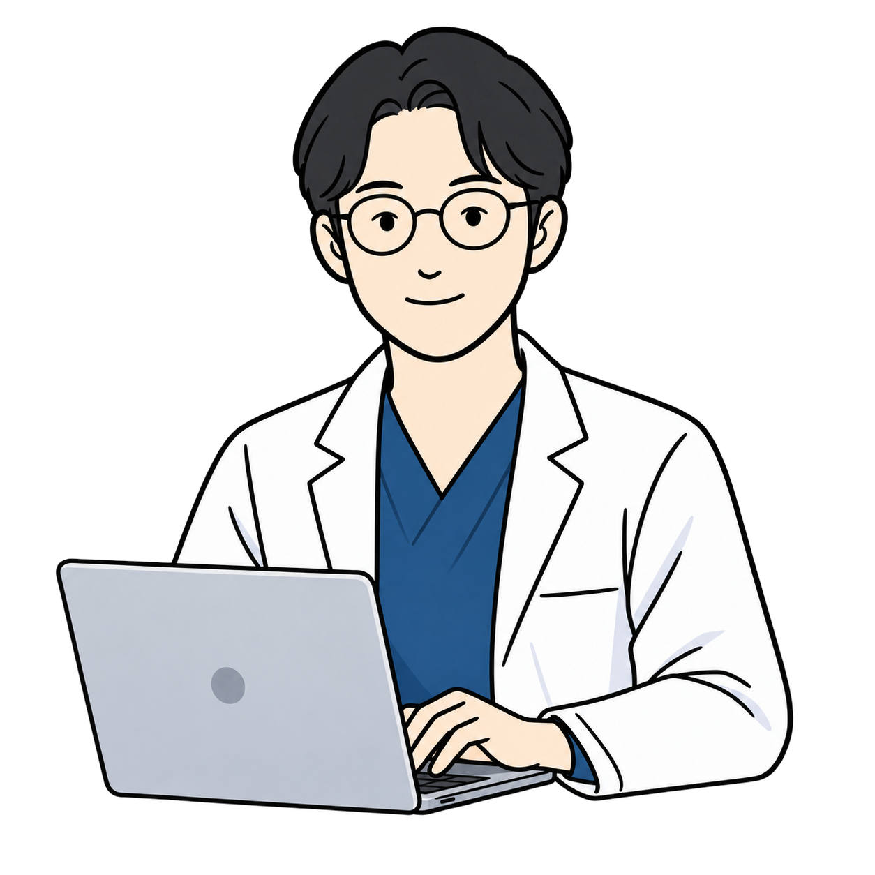 待機時間にパソコンで自己研鑽するDr.G
